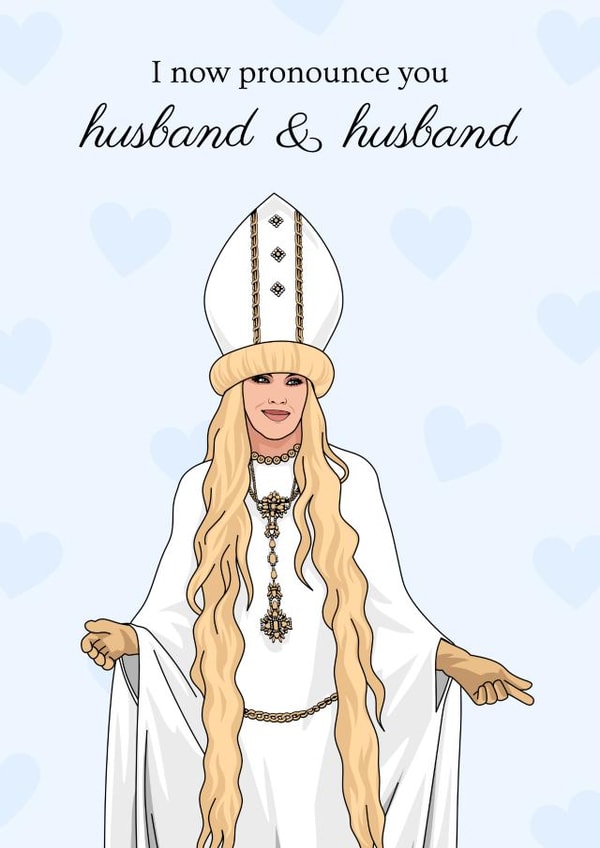 Funny Wedding Card - Pope Moira Rose - Husband & Husband created by Sundiva Designs