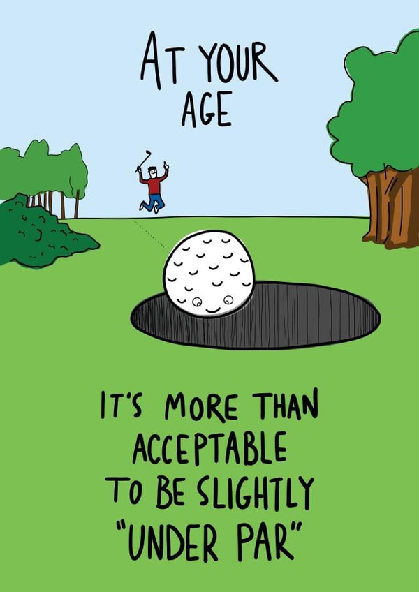 Fun Birthday Card - Golfing Pun - Under Par created by Blueberry Magpie Cards