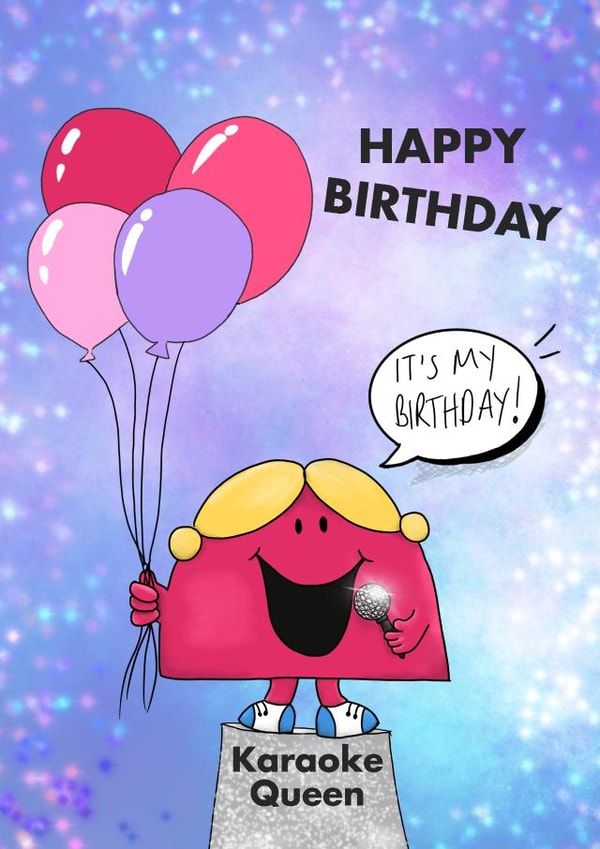Cute Birthday Card - Mr. Men - Little Miss Chatterbox created by Mr. Men