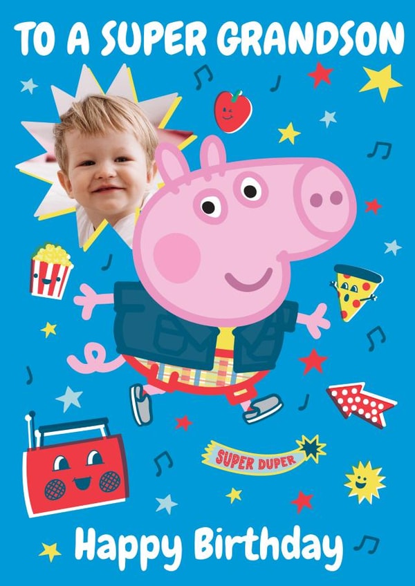 Personalised Peppa Pig Birthday Photo Card for Grandson created by Danilo