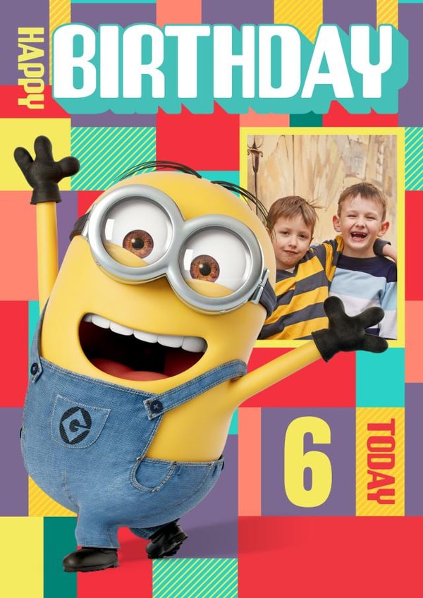 Personalised Minions 6th Birthday Photo Card created by Danilo