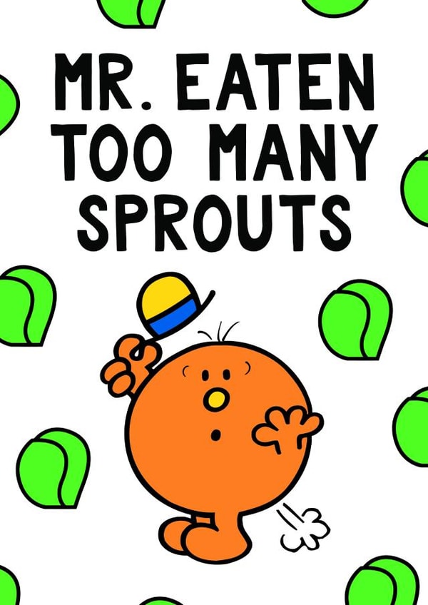 Funny Christmas Card - Mr. Men - Too Many Sprouts created by Mr. Men