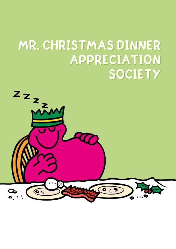 Cute Christmas Card - Mr. Men - Mr. Greedy - Christmas Dinner created by Mr. Men