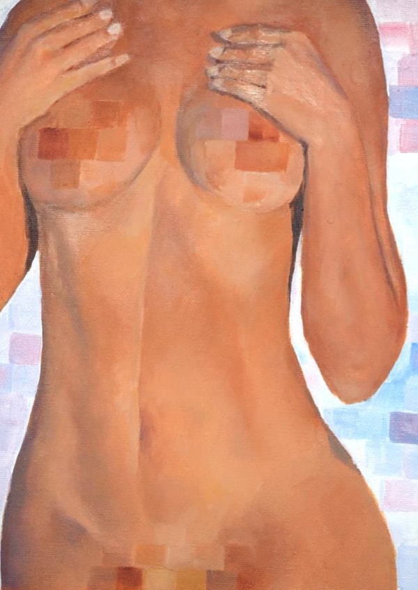 Censored Female Body Painting - Arty Card - Birthday, Greeting, Friend, Feminist created by Tallulah Weaver