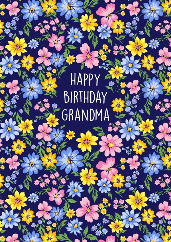Pretty Birthday Card - For Grandma - Floral Design created by Poppy & Mabel
