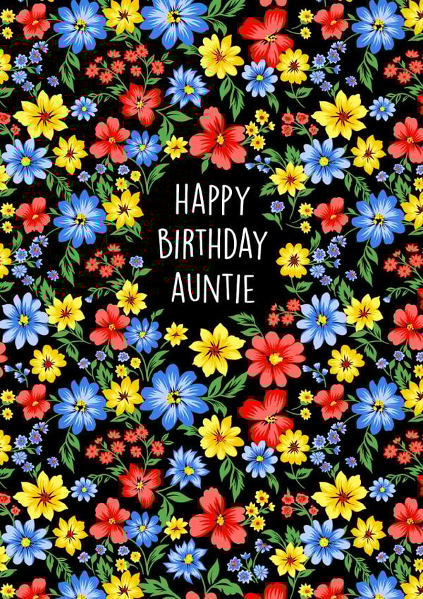 Pretty Birthday Card - For Auntie - Floral Design created by Poppy & Mabel 