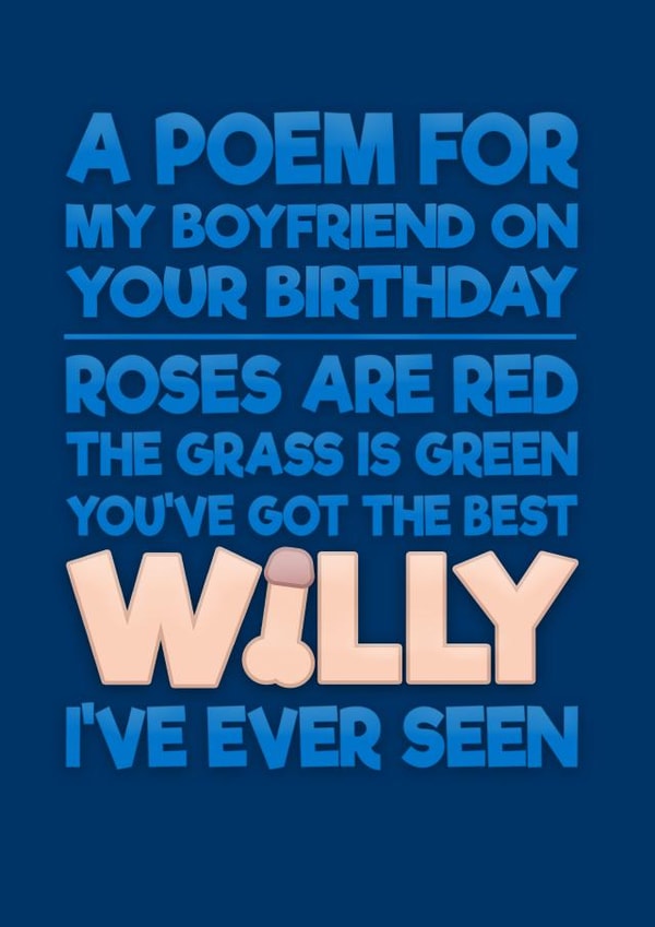 Rude Birthday Card - For Boyfriend - Roses are Red created by Blind Faith