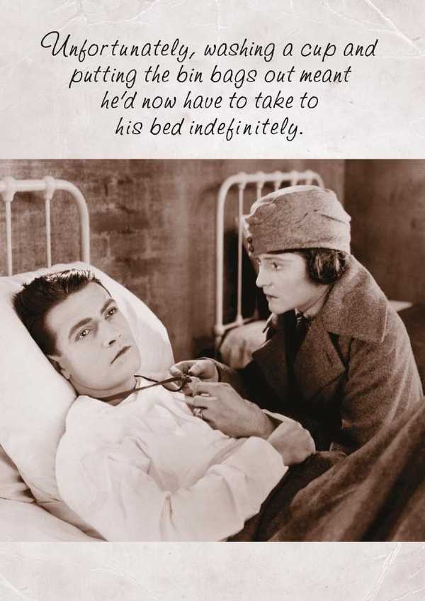 Funny Birthday / Father's Day Card - Joke - Man Flu - Just Because created by Paperlink and Meraki Greeting Cards