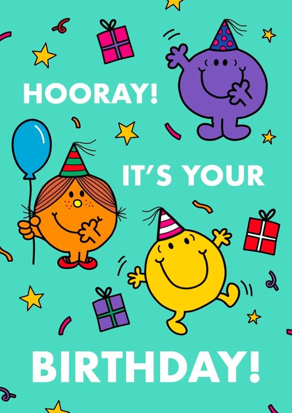Cute Birthday Card - Mr. Men - Hooray! created by Mr. Men