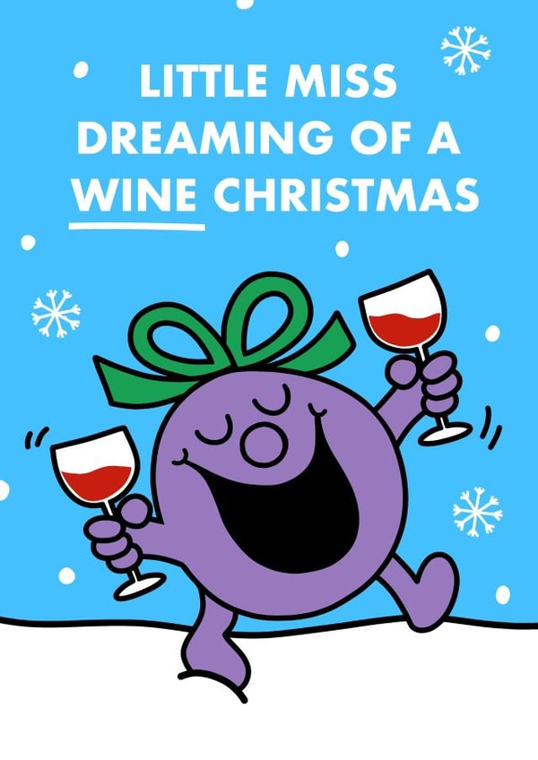 Cute Christmas Card - Little Miss Dreaming Of A Wine Christmas - Mr. Men created by Mr. Men