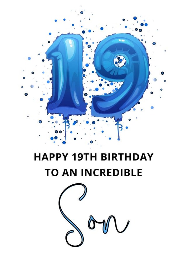 Modern blue foil balloon 19th Birthday Card for an incredible Son created by Rachel Elizabeth Designs