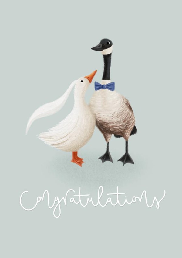 Geese Wedding Day Card - Congratulations created by Hope Olivia Illustrations