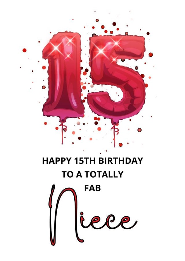 Bold and bright red foil balloons 15th Birthday for a fab Niece created by Rachel Elizabeth Designs