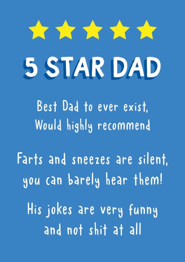Funny Birthday Card - For Dad - Star Rating created by Sunny side Studios