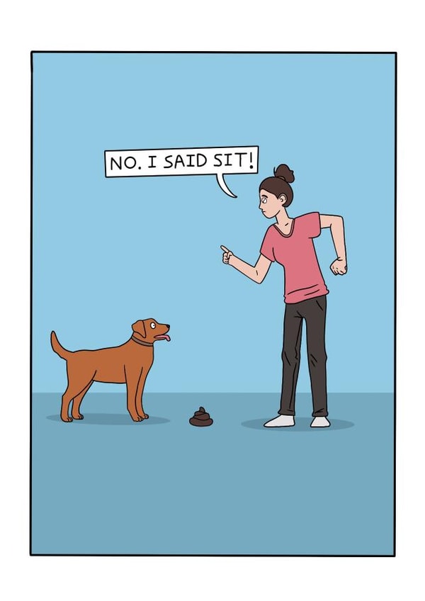 Funny Birthday Card - From The Dog - No. I Said Sit created by C.W ILLUSTRATIONS 