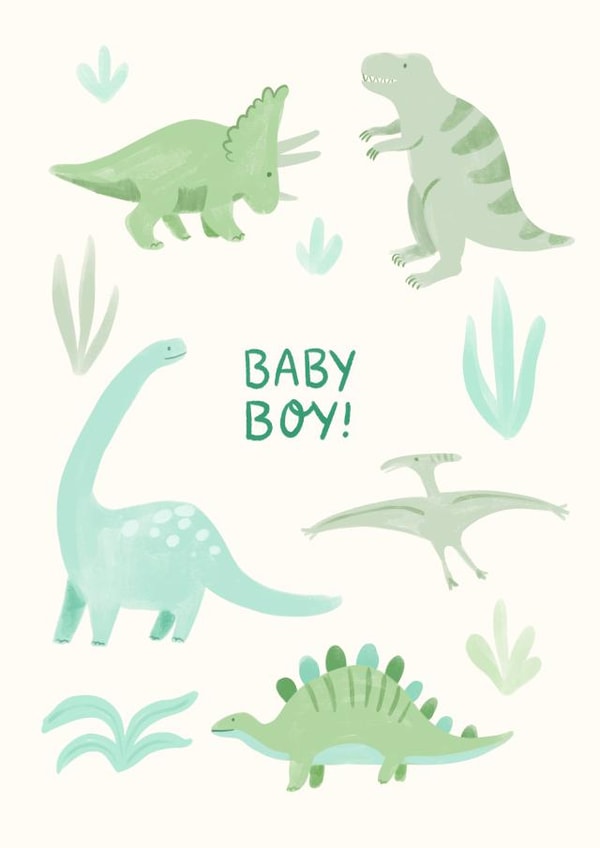Cute New Baby Card - Baby Boy - Dinosaurs created by Carla Ellis