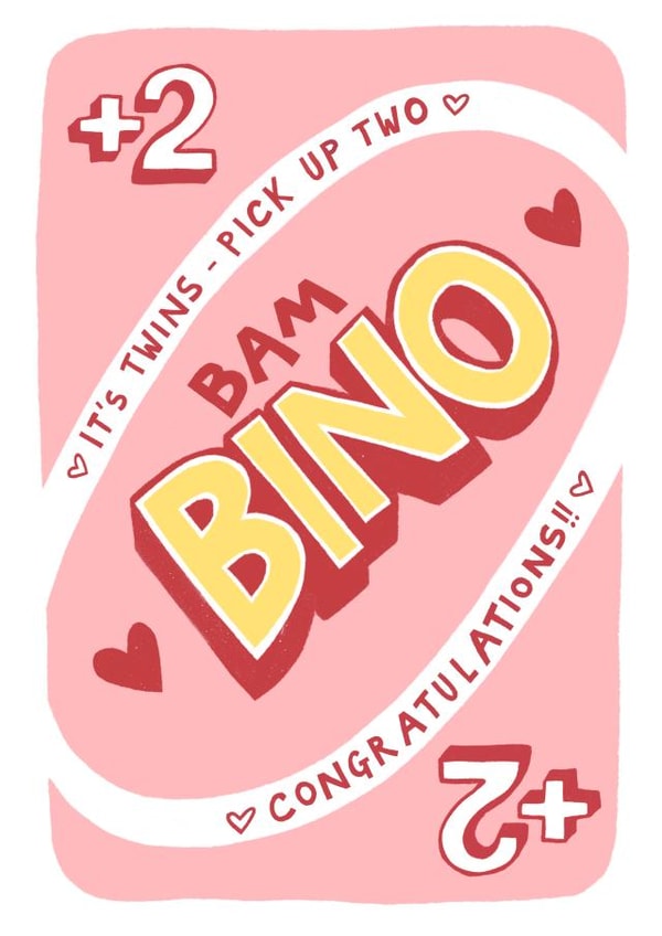 Funny New Baby Card - Uno - Twins created by Running with Scissors