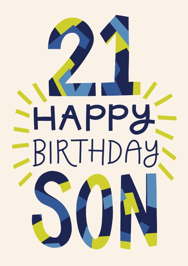 Classic Birthday Card - 21st - Son created by Christine Cuddihy Illustration