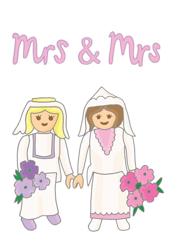 Cute Wedding Card - Mrs & Mrs - Playmobil created by You've Got Pen On Your Face