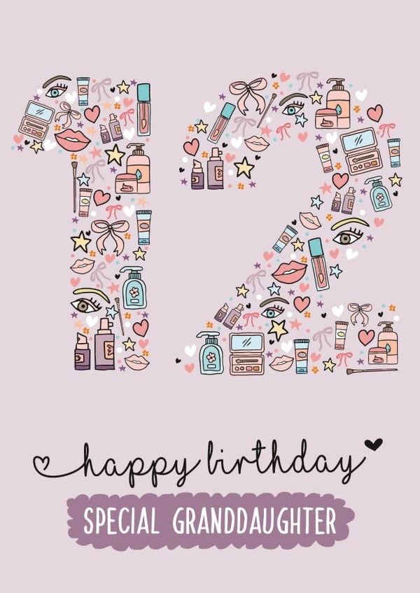 Cute Birthday Card - For Granddaughter - Makeup created by Rulu