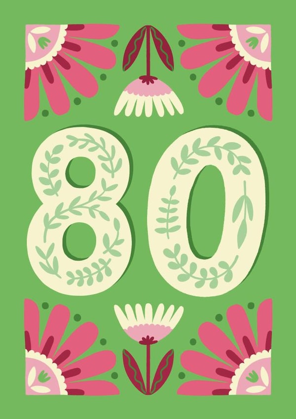 80th Birthday Card - Bright & Bold 80th Birthday Card - Grandma/Nanna/Nanny/Gran created by Josie Gledhill