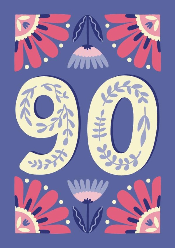 90th Birthday Card - Gorgeous colourful design for a special milestone birthday! created by Josie Gledhill