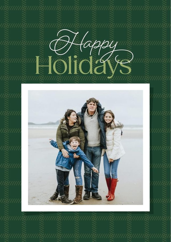 Classic Christmas Card - Happy Holidays - Festive Tartan created by Owl and Toad