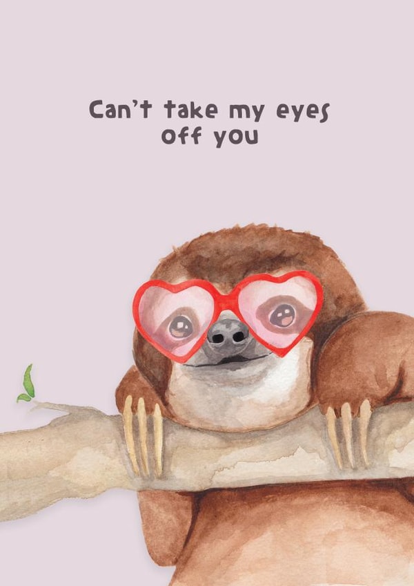 Cute Valentine's Day Card - Sloth In Heart Sunglasses created by lil wabbit