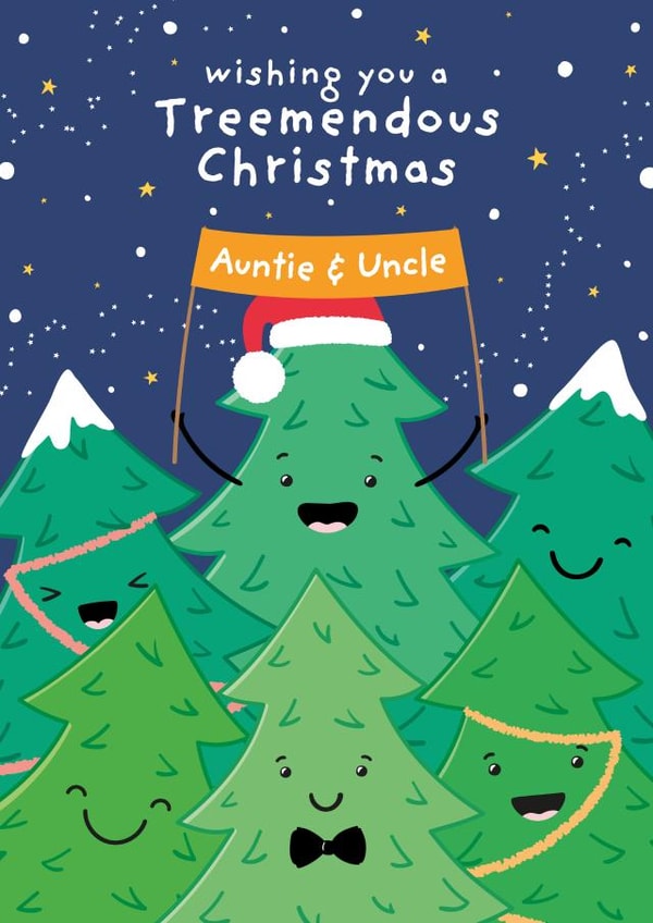 Cute Christmas Card - For Auntie & Uncle - Tree Pun created by Macie Dot Doodles