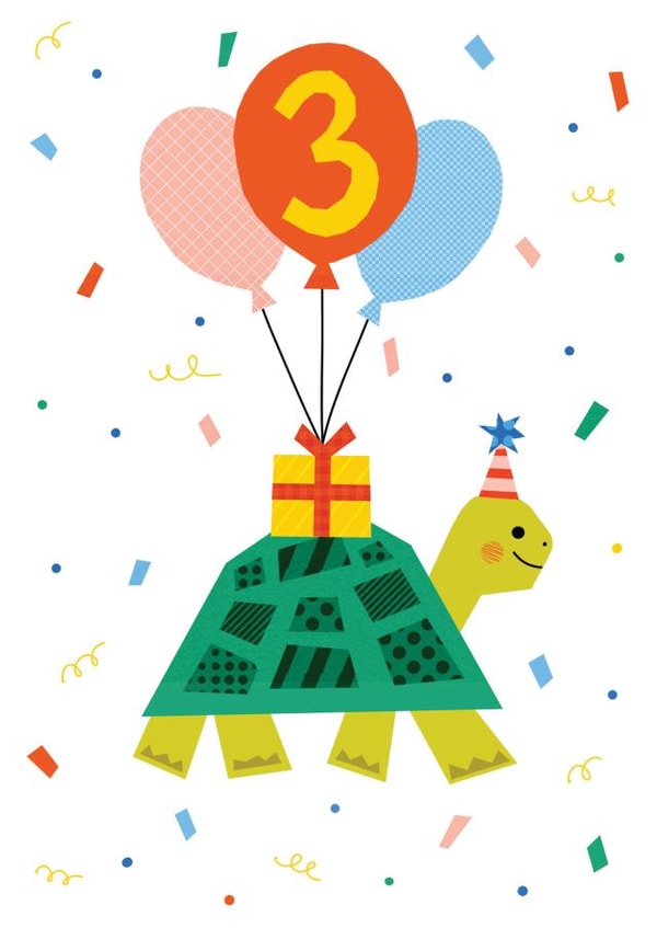 Cute Birthday Card - 3rd - Tortoise created by Sofia Ossman