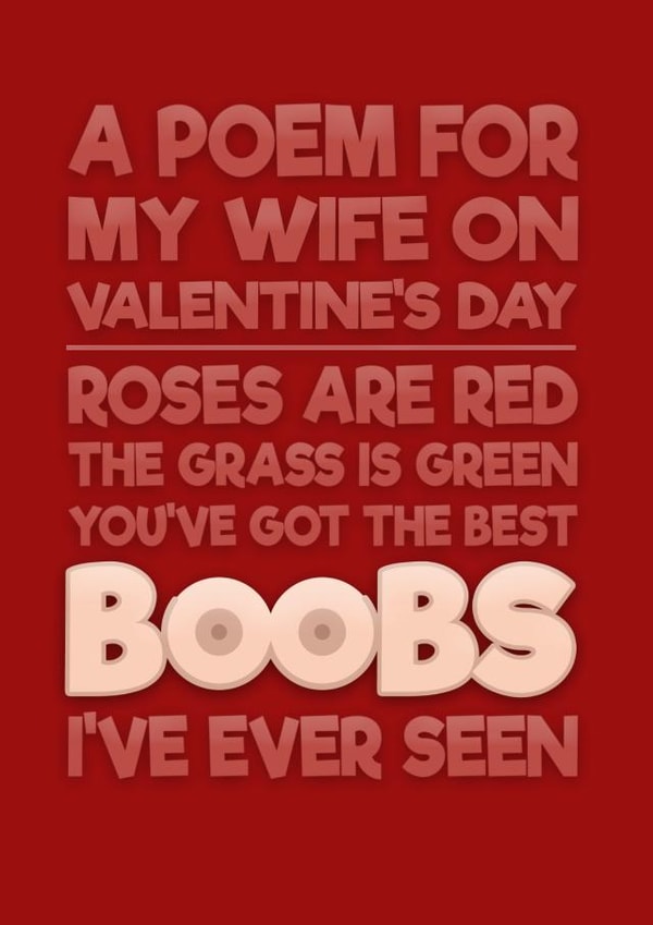 Naughty Valentine's Day Card - For Wife - Best Boobs created by Blind Faith