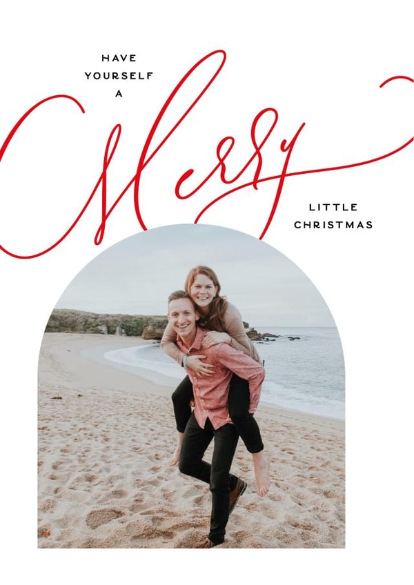 Classic Christmas Card - Modern Typography - Arched Photo Frame created by Owl and Toad