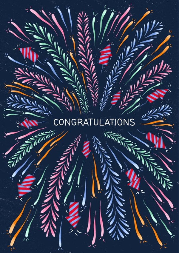 Classic Congratulations Card - Firworks created by Studio Sage UK