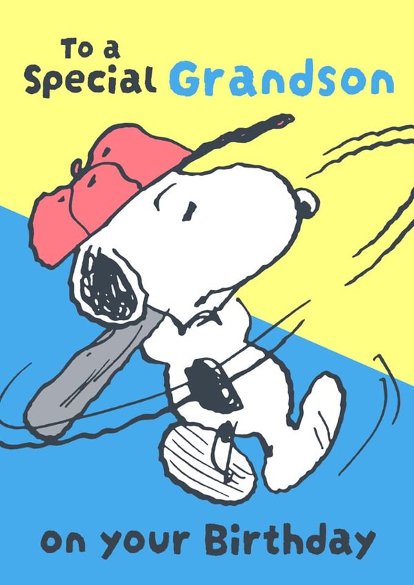 Special Grandson Birthday Card – Snoopy Baseball Fun created by Danilo