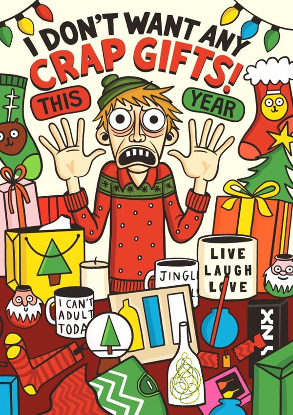 Funny Christmas Card - No Crap Gifts - Junk created by AbiGoLucky