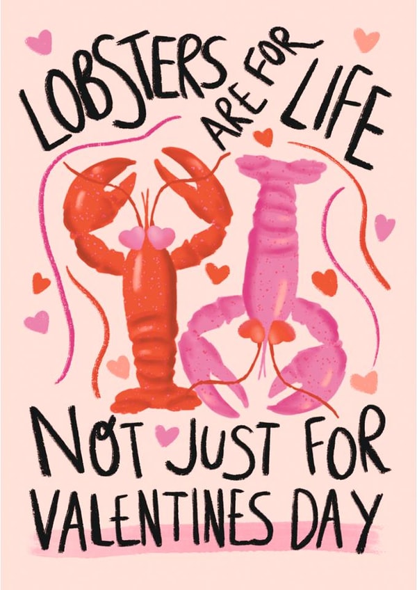 Cute Valentine's Day Card - Lobsters For Life created by Sweetlove Press