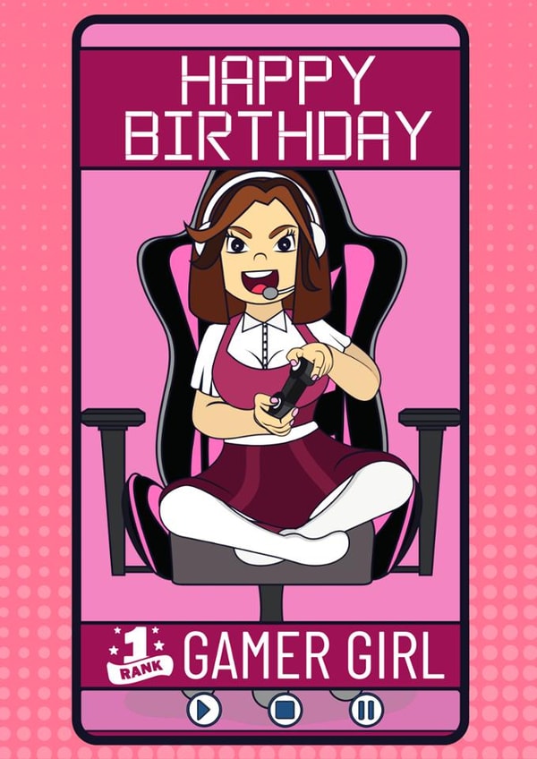 Cute Birthday Card - For Her - Gamer Girl created by Designs By Andy