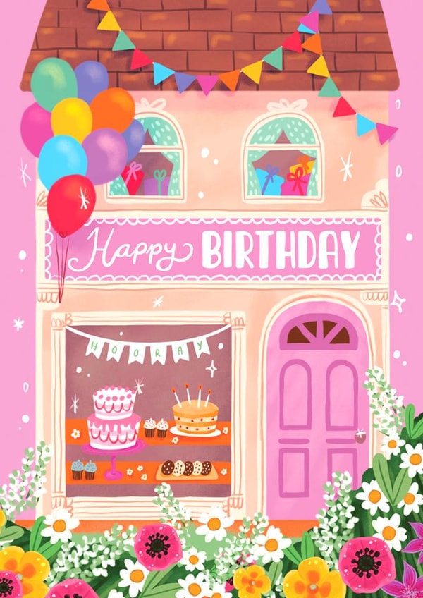 Cute Birthday Card - Pretty Bakery created by Aniet Illustration