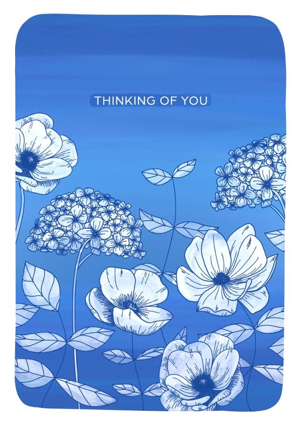 Pretty Thinking Of You Card - Blue Floral | thortful