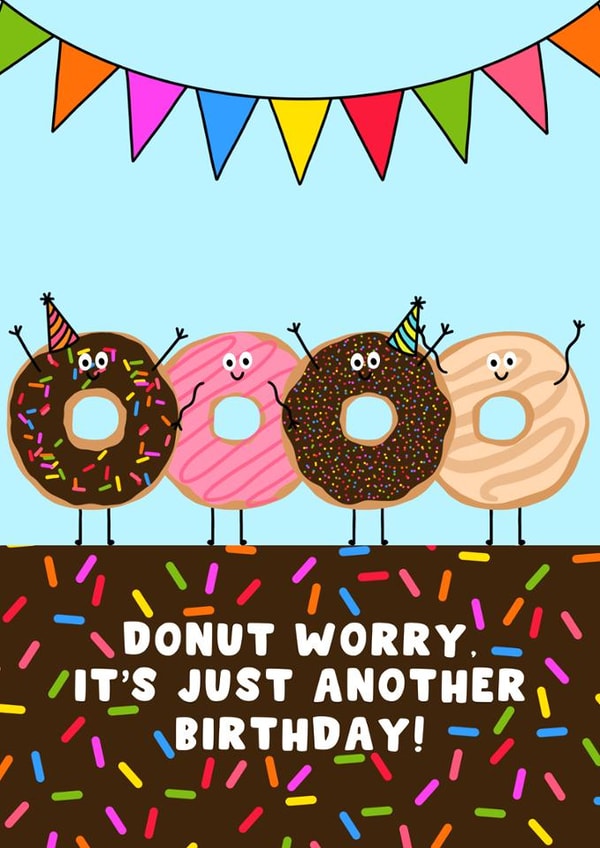 Cute Birthday Card - Donut - Pun created by Pink Peach Cards