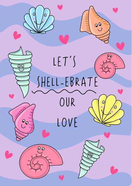 Cute Valentine's Day Card - Let's Shell-ebrate Our Love - Shells | thortful
