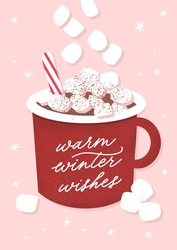 Cute Christmas Card - Hot Chocolate - Warm Winter Wishes created by Laura Bercovich
