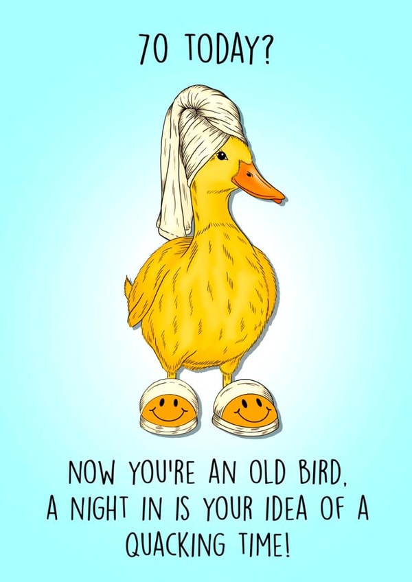 Cute 70th Birthday Card - Duck - Old Bird created by Poppy & Mabel