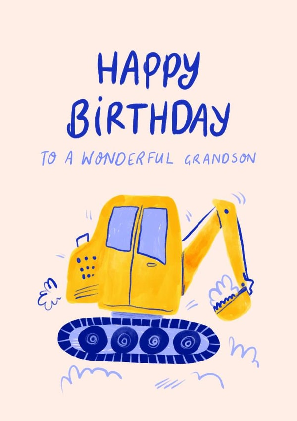 Cute Birthday Card - For Grandson - Digger created by Carla Ellis