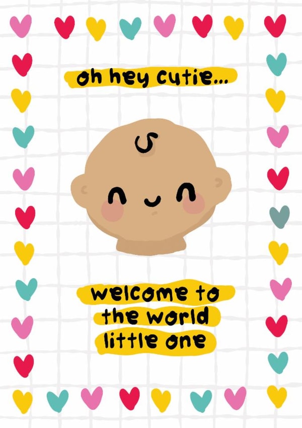 Cute New Baby Card - Welcome To The World Cutie created by The Playful Indian