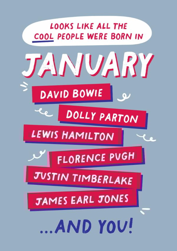 Fun Birthday Card - January Birthday - Cool People created by PaperPaper