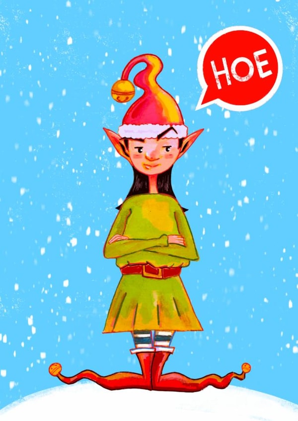 Funny Elf Christmas Card Hoe Perfect for Friends, Family, Partner created by Nancy's Gallery