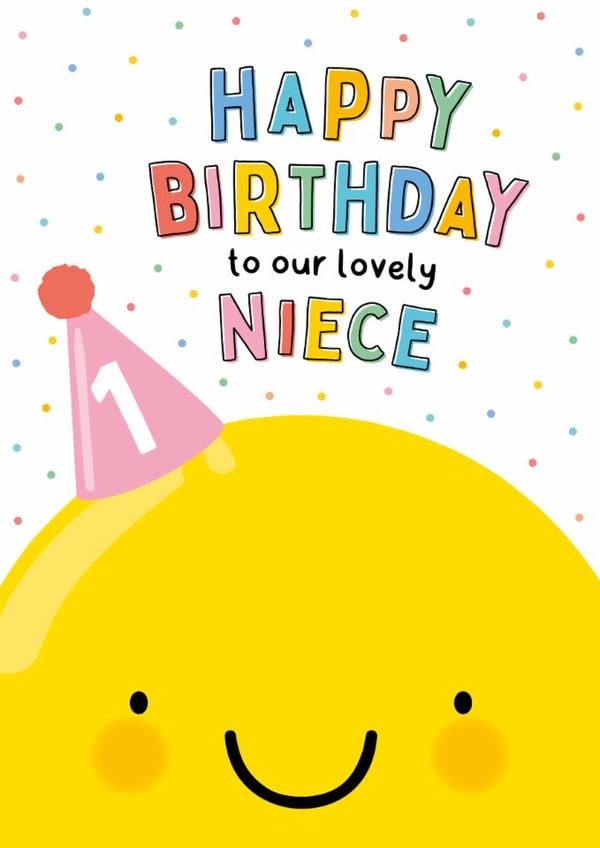 Cute Birthday Card - 1st - For Niece - Smiley Face created by Macie Dot Doodles