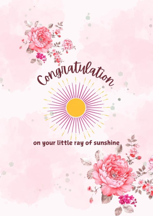 beautifully designed card to celebrate the birth of a newborn, boy or girl created by Snap & Send