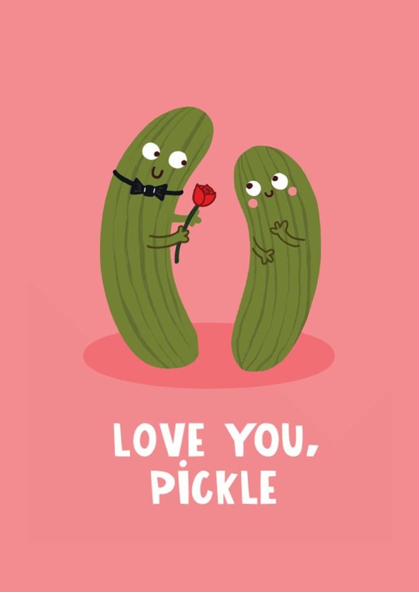 Cute Valentine's Day Card - Pickle - Rose created by Lucy Maggie Designs